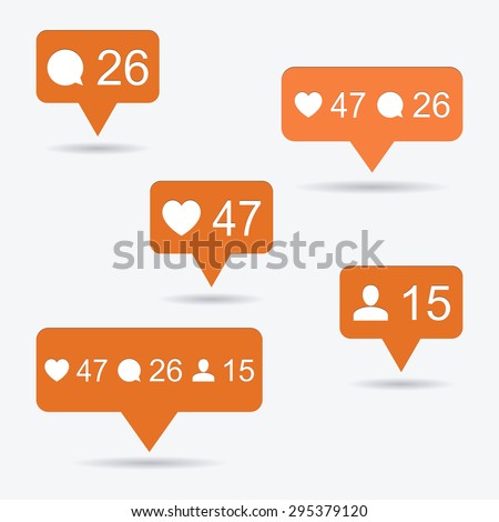 Like, follower, comment icons. Vector illustration.