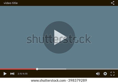Flat video player interface for web and mobile apps. Vector illustration, EPS10.