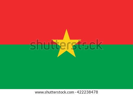 Burkina Faso flag, official colors and proportion correctly. National Burkina Faso flag. Vector illustration. EPS10.