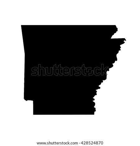 Black blank Arkansas state map. Flat vector illustration. EPS10.