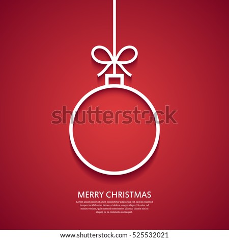 Outline Christmas ball. Minimal Christmas abstract background. Christmas greeting card. Vector illustration.