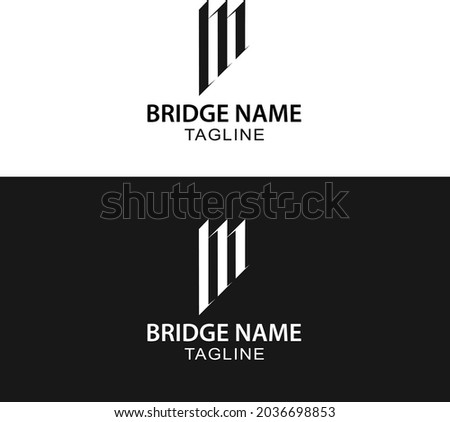 Letter M minimalist bridge Logo design vector file