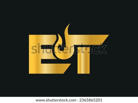 Letter ET Flame Logo Design, Modern Logo Designs Vector Illustration Template