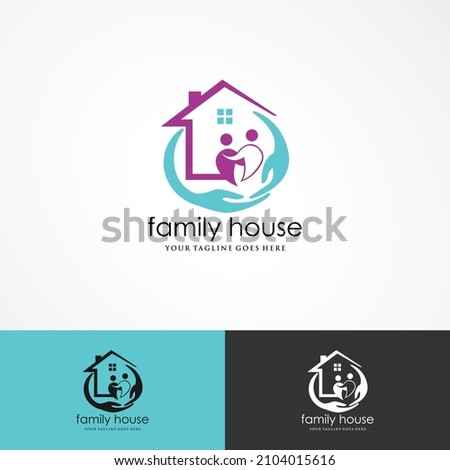 Sweet home logo - house with window and chimney on the roof and heart or love symbol. Family, real estate and realty vector icon.