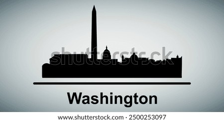 The city skyline. Washington. Silhouettes of buildings. Vector on a gray background