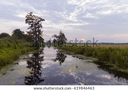 Similar – Image, Stock Photo Sunrise in the Teufelsmoor at the Hammerbrücke in Osterholz-Scharmbeck near Bremen