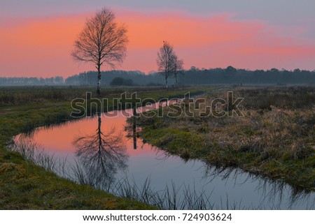 Similar – Image, Stock Photo Sunrise in the Teufelsmoor at the Hammerbrücke in Osterholz-Scharmbeck near Bremen