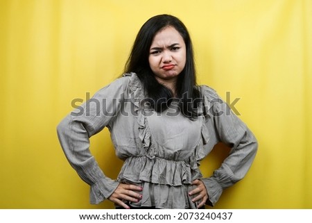Beautiful young woman angry, unhappy, sullen, irritated, isolated Foto stock © 
