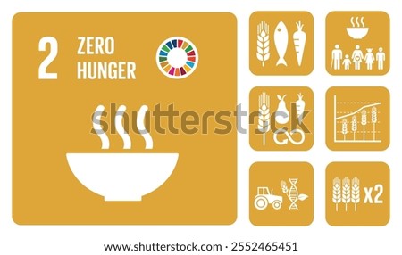 SDG Goal 2 Zero Hunger Vector with Targets and Icons