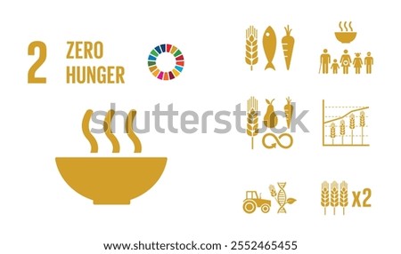 SDG Goal 2 Zero Hunger Vector with Targets and Icons