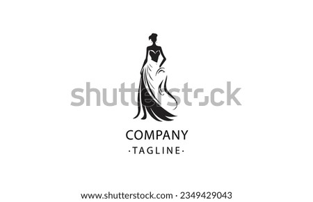 Gala Dress lady fashion vector black logo design white background