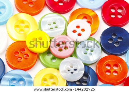 Assortment of Various Colorful Buttons for Clothes in full frame.