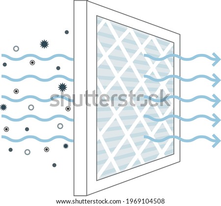 Vector of clean air filter removing airborne germs in building or home 