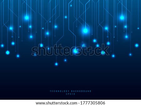 Abstract technology futuristic concept line and node on blue background. Networking science. Dark with connecting dots and lines. Connection structure. Vector illustration