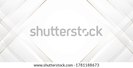 Abstract modern geometric white background.  Paper cut style with golden lines.  Luxury concept. You can use for banner template, cover, print ad, presentation, brochure, etc. Vector illustration