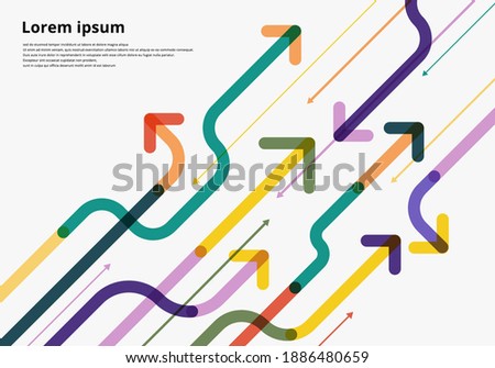 Arrow way diagonal direction colorful overlapping on white background. Vector illustration