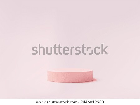 3D empty pastel pink podium on soft pink background, product display scene for product placement. Vector illustration