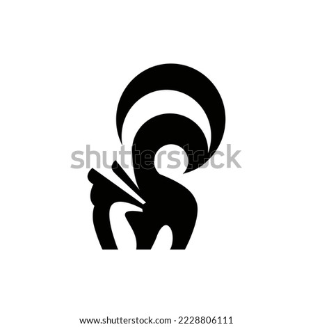 Skunk vector logo. Black flat color simple elegant skunk animal vector illustration. with beautiful move and tail