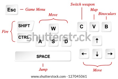 Game Control Key Layout Vector Template