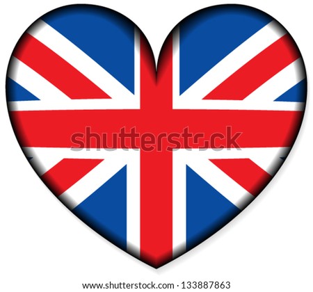 Uk - United Kingdom - Great Britain Flag In Heart Symbol Stock Vector ...