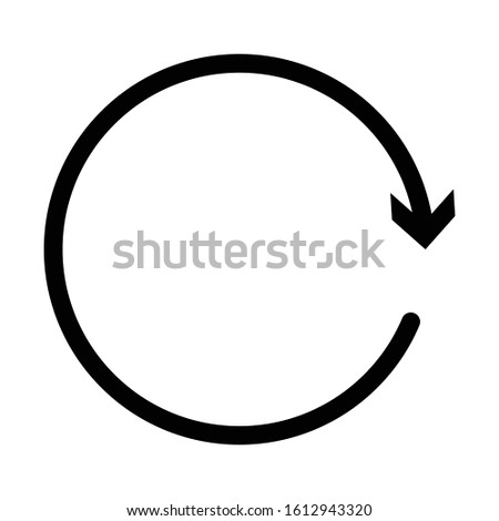 Circular, circle arrow right. Radial arrow icon, symbol. Clockwise rotate, twirl, twist concept element. Spin, vortex pointer. Whirlpool, loop cursor shape