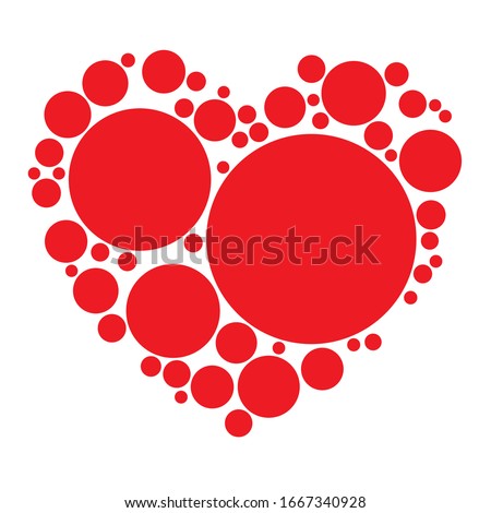 Dots, dotted, speckled heart element. Heart made of circles. Clip-art for love, affection, marriage heart-health concepts