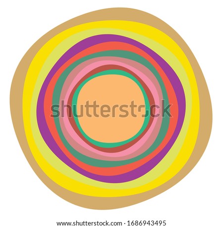 creamy, pastel smudged, smeared colorful, multi-color concentric, cyclic rings of different shapes. revolved spiral, vortex, swirl or twirl. abstract geometric circular, radial loop shape, element