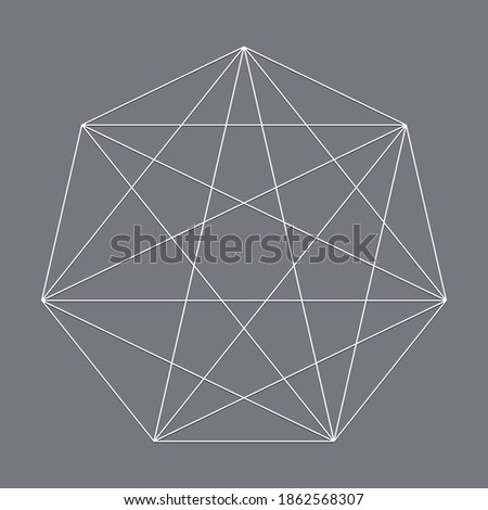 Geometric heptagon polygon with diagonal angles drawn. Geometry vector design shape, element