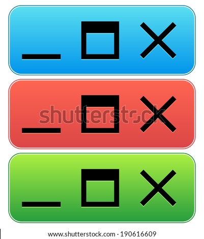 Application , software window icon - minimize, maximize, close buttons of computer program