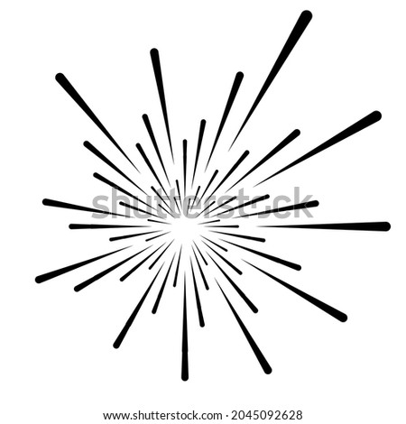 Radial, radiating line starburst, fireworks effects vector