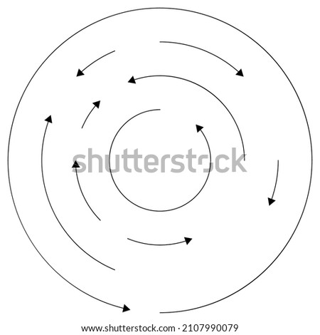 Circular, concentric arrows in opposite direction
