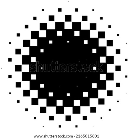 Circular halftone, screentone element made of squares. Squares geometric element, icon