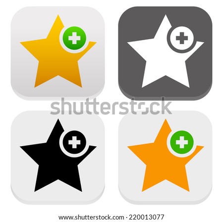Star icons. Add to favorites, plus 1, like