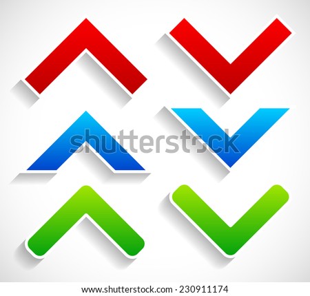 Bright up down arrows with diagonal shadows