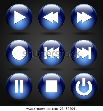 Glossy Multimedia buttons with transparency / transparent shading