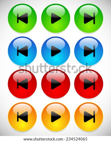 Bright, glossy previous, play and next buttons
