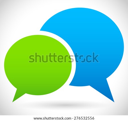 Two overlapping speech, talk bubbles, communication, discussion, chatting. Vector