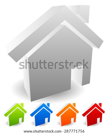 3d house icons for residential building, home, small house, homepage, real estate themes. Editable vectors.