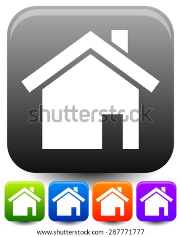 House symbols on rounded squares with highlight effect. Icons for suburban building, homepage, real estate themes.