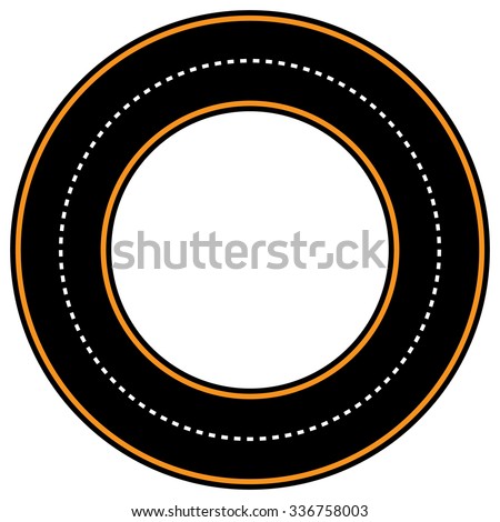 Empty circle track / racetrack with 2 lanes