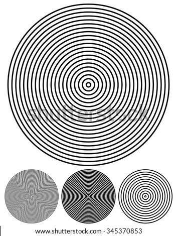 Concentric circle elements. Set of 4 version. Vector.