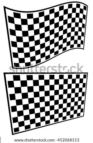 Checkered racing flag elements isolated on white.