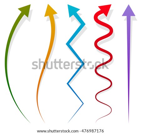 Set of 5 different arrows. Vector illustration
