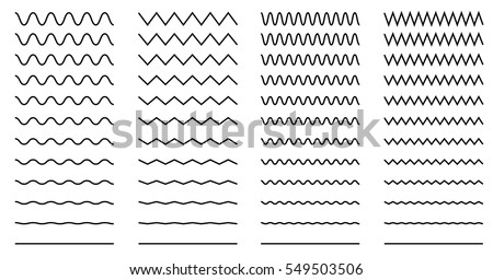 Set of wavy - curvy and zigzag - criss cross horizontal lines 商業照片 © 