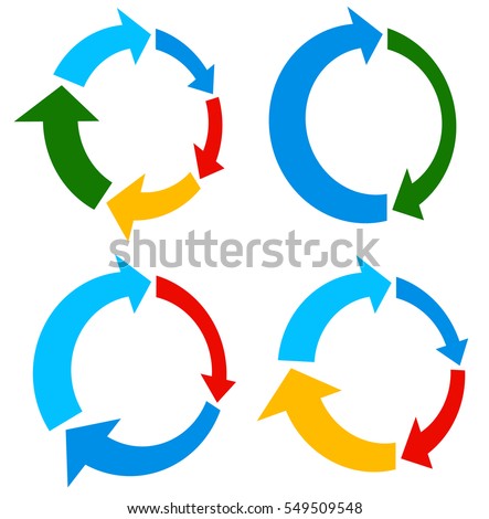 Set of 4 version circular arrow, circle arrow elements