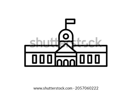 City Hall Icon Vector Line Art Editable Strokes Capitol Symbol Linear Isolated Style