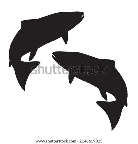 Salmon Fishing logo, jumping salmon