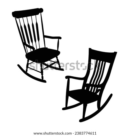 Vector Illustration of Rocking Chair Silhouette