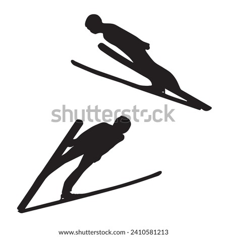 Vector Illustration of Ski Jumping Silhouette