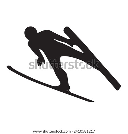 Vector Illustration of Ski Jumping Silhouette